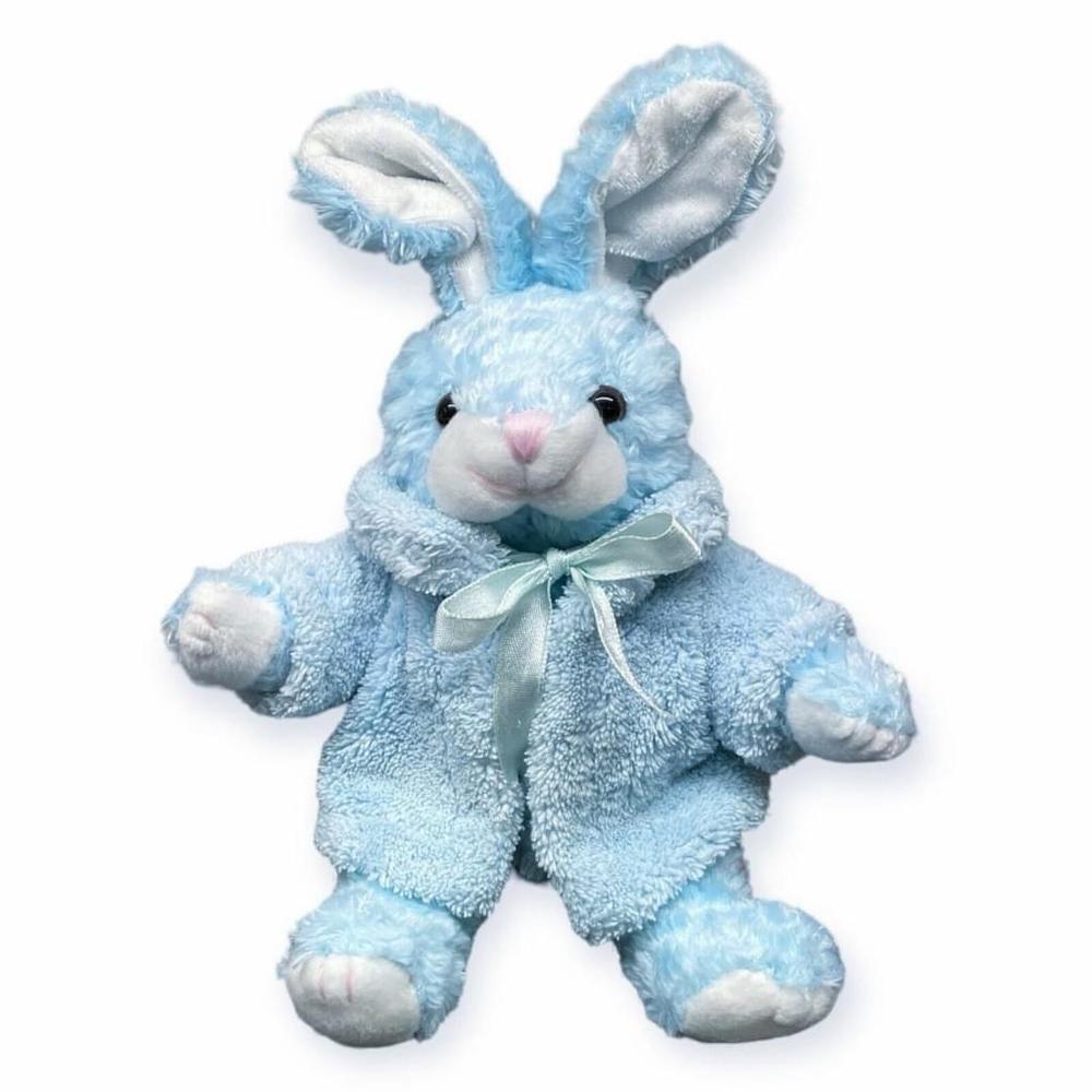 Vintage Chrisha Playful Plush Rabbit Blue Robe Coat Stuffed Animal 1997 Easter